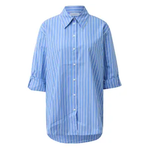 Oversized Long Stripe Poplin Shirt Women COMMA image-0
