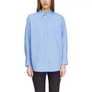 Oversized Long Stripe Poplin Shirt Women COMMA image-2