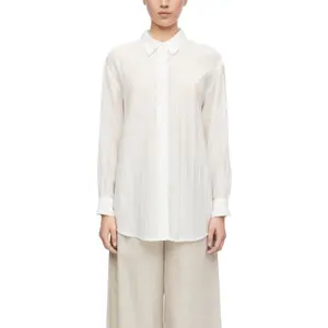 Structured Semi-Transparent Long Sleeve Lyocell Shirt for Women COMMA image-2