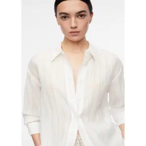 Structured Semi-Transparent Long Sleeve Lyocell Shirt for Women COMMA image-3