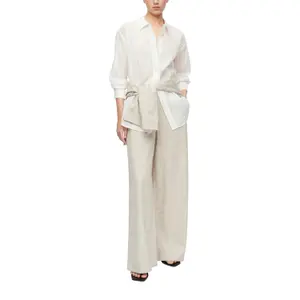 Structured Semi-Transparent Long Sleeve Lyocell Shirt for Women COMMA image-6