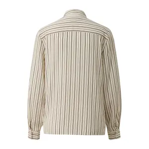 Women's Long Sleeve Striped Viscose Blouse with Tie Collar COMMA image-1