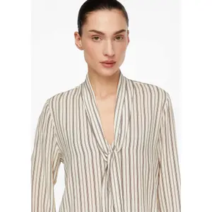 Women's Long Sleeve Striped Viscose Blouse with Tie Collar COMMA image-3