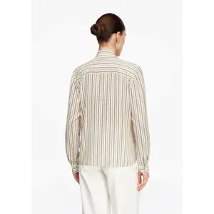 Women's Long Sleeve Striped Viscose Blouse with Tie Collar COMMA image-4