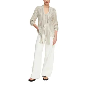 Women's Long Sleeve Striped Viscose Blouse with Tie Collar COMMA image-6