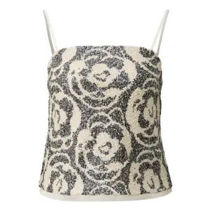 Sequin Bandeau Style Tank Top with Removable Strap for Women COMMA image-0