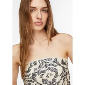 Sequin Bandeau Style Tank Top with Removable Strap for Women COMMA image-3