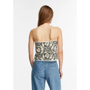 Sequin Bandeau Style Tank Top with Removable Strap for Women COMMA image-4