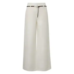 Wide Tencel-Linen Blend Trousers with Removable Signature Belt Women COMMA image-0