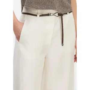 Wide Tencel-Linen Blend Trousers with Removable Signature Belt Women COMMA image-3