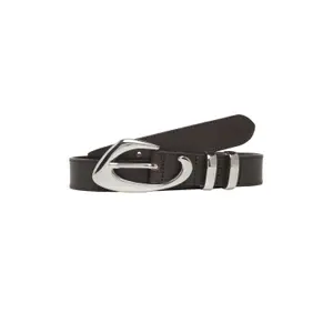 Signature Leather Belt with Exclusive Buckle for Women COMMA image-1