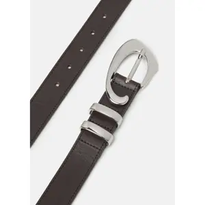 Signature Leather Belt with Exclusive Buckle for Women COMMA image-2
