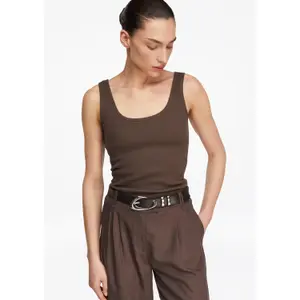 Signature Leather Belt with Exclusive Buckle for Women COMMA image-3