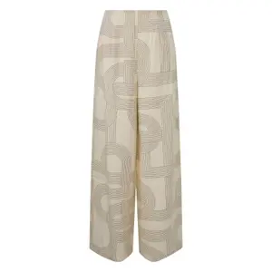 Womens Wide Leg Linen Blend Trousers COMMA image-0