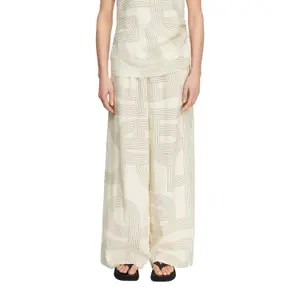 Womens Wide Leg Linen Blend Trousers COMMA image-2