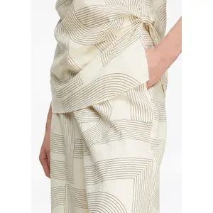 Womens Wide Leg Linen Blend Trousers COMMA image-3