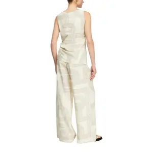 Womens Wide Leg Linen Blend Trousers COMMA image-5