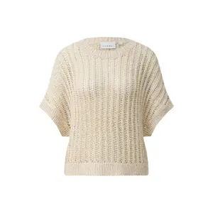 Women's Round Neck Sweater with Openwork Pattern COMMA image-0
