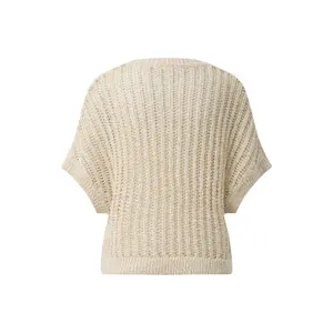 Women's Round Neck Sweater with Openwork Pattern COMMA image-1