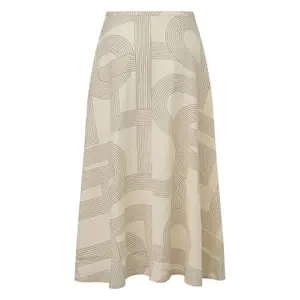 Women's A-Line Midi Skirt in Mixed Linen with Side Pockets COMMA image-1