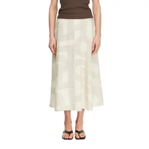 Women's A-Line Midi Skirt in Mixed Linen with Side Pockets COMMA image-2