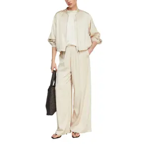 Wide and Elegant Satin Lounge Pants for Women COMMA image-6
