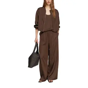 Women's Wide Leg Shiny Satin Trousers COMMA image-6