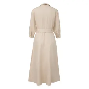 Midi Shirt Dress with 3/4 Sleeves and Faux Leather Belt for Women COMMA image-1