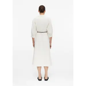 Midi Shirt Dress with 3/4 Sleeves and Faux Leather Belt for Women COMMA image-4