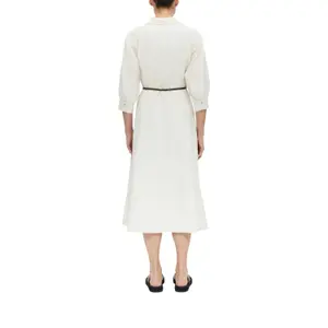 Midi Shirt Dress with 3/4 Sleeves and Faux Leather Belt for Women COMMA image-5