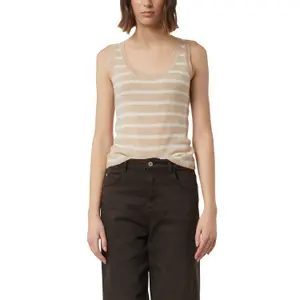 Women's Fine Knit Striped Cashmere Tank Top COMMA image-0