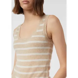 Women's Fine Knit Striped Cashmere Tank Top COMMA image-1