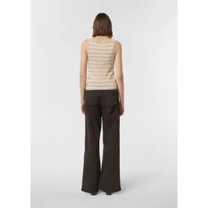Women's Fine Knit Striped Cashmere Tank Top COMMA image-2
