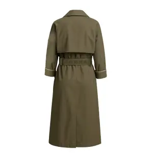 Fluid Trench Coat in Twill with Logo Details and Belt for Women COMMA image-1