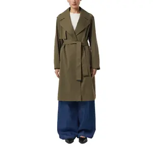 Fluid Trench Coat in Twill with Logo Details and Belt for Women COMMA image-2