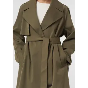 Fluid Trench Coat in Twill with Logo Details and Belt for Women COMMA image-3