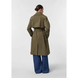Fluid Trench Coat in Twill with Logo Details and Belt for Women COMMA image-4