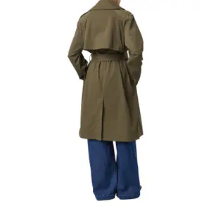 Fluid Trench Coat in Twill with Logo Details and Belt for Women COMMA image-5