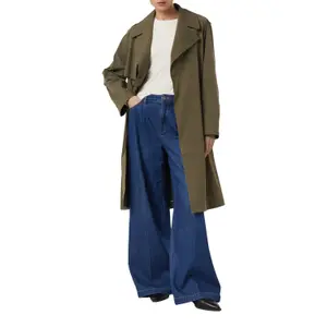 Fluid Trench Coat in Twill with Logo Details and Belt for Women COMMA image-6