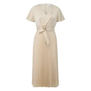 Abito in satin con scollo a V maniche a volant fascia annodata donna COMMA