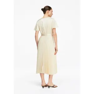Abito in satin con scollo a V maniche a volant fascia annodata donna COMMA image-4