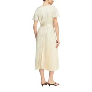 Abito in satin con scollo a V maniche a volant fascia annodata donna COMMA image-5