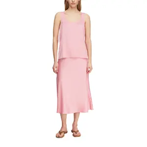 Jupe midi en satin brillant à taille haute élastique femme COMMA image-2