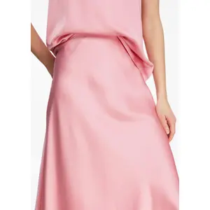 Jupe midi en satin brillant à taille haute élastique femme COMMA image-3