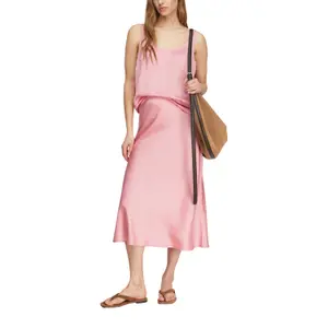 Jupe midi en satin brillant à taille haute élastique femme COMMA image-6