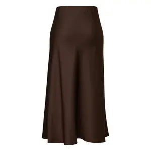 Jupe midi en satin brillant à taille haute élastique femme COMMA image-1