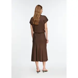 Jupe midi en satin brillant à taille haute élastique femme COMMA image-4