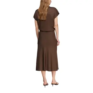 Jupe midi en satin brillant à taille haute élastique femme COMMA image-5