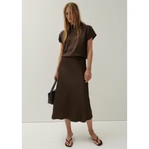 Jupe midi en satin brillant à taille haute élastique femme COMMA image-6