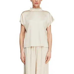 Women's Satin Blouse with High Collar and Dropped Shoulders COMMA image-2